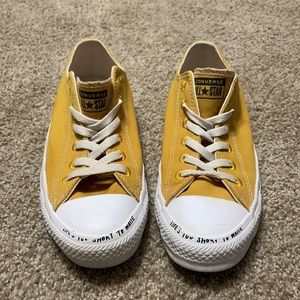 “ Life’s too short to waste” Golden Mustard Converse